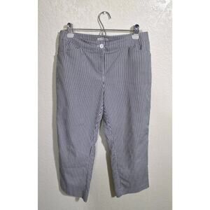 Jones New York Sport Women's White/Blue Striped Crop Woven Pants Size 8
